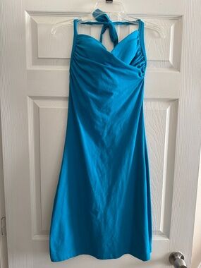 Victorias Secret Womens Blue Cotton Sleeveless Halter Neck Knee Length Dress 36D